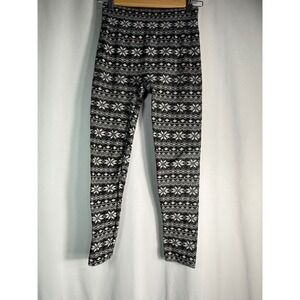 Falls Creek Black White Snowflake Print Leggings Holiday Season‎ Small